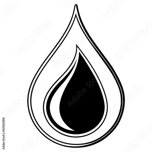 Ink Droplet Vector | Generative AI Linocut Silhouette Design