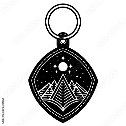 Printable Keychain Vector | Generative AI Linocut Silhouette Design for Craft & DIY Projects