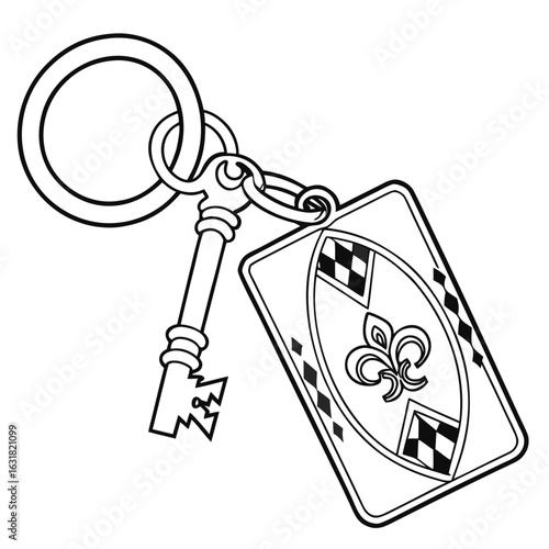 Printable Keychain Vector | Generative AI Linocut Silhouette Design for Craft & DIY Projects