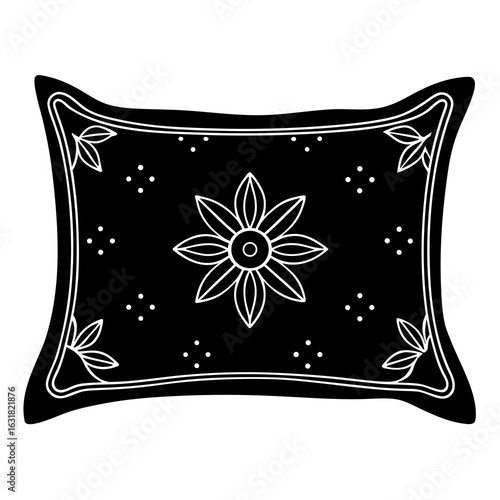 Printable Pillow Vector | Generative AI Linocut Silhouette Design