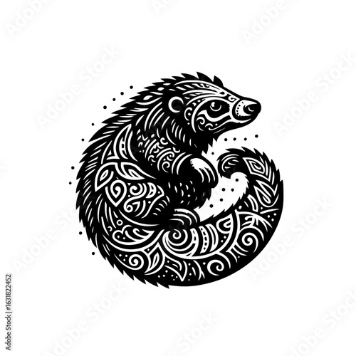 Vector art of wolverine illustration isolated on white background, a strong wild animal