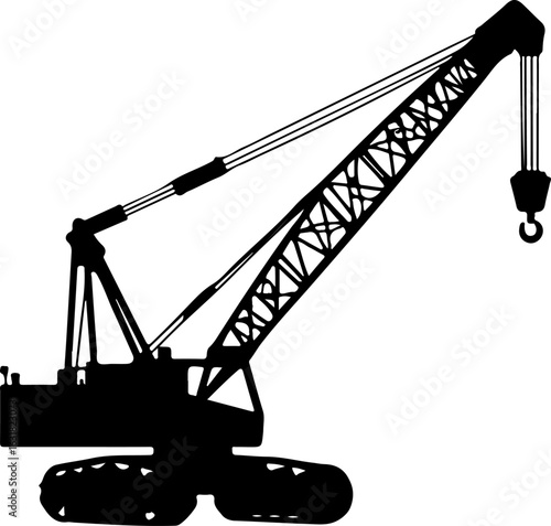 Crawler Crane Silhouette with Hook