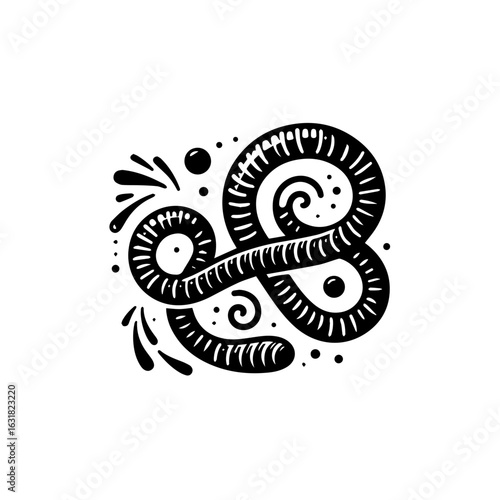 Vector art of worm illustration isolated on white background, a parasitic helminth vector