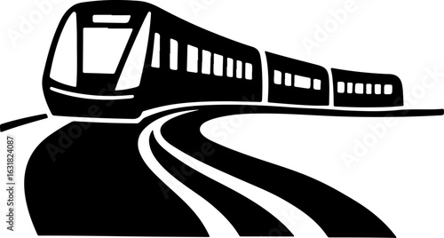 Silhouette of a Modern Train on Tracks vector