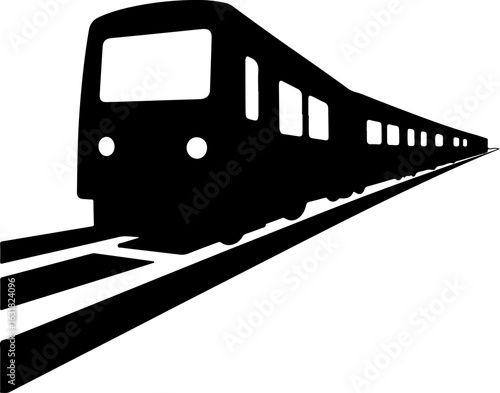 Silhouette of a Modern Train on Tracks vector
