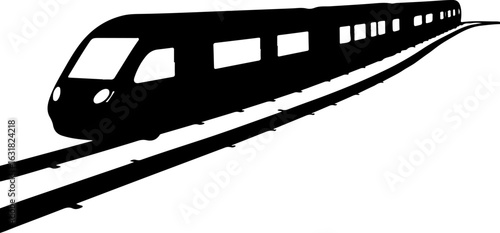 Silhouette of a Modern Train on Tracks vector