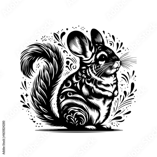 Vector art of a cute chinchilla is sitting isolated on white background