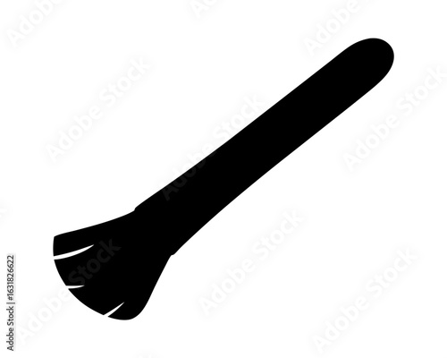 Black and white silhouette of a cosmetic makeup brush for applying face powder