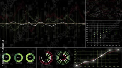 colourful data analytics dashboard display infographics, business and finance background