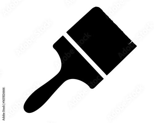 Black silhouette graphic of a paint brush on a white background