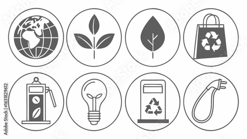 EcoFriendly Icons Global Sustainability Symbols Set.