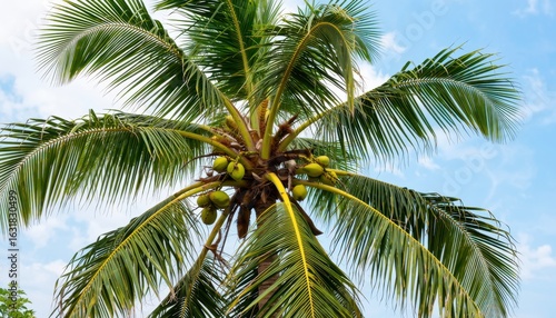 Wallpaper Mural Coconuts growing on a palm tree tropical landscape nature photography sunny skies close-up view tropical paradise Torontodigital.ca