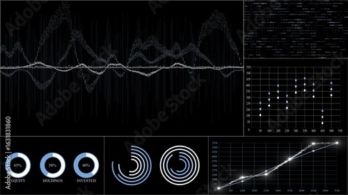 colourful data analytics dashboard display infographics, business and finance background