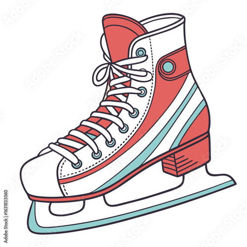 Isolated hockey skate icon, ice hockey player shoe, winter sports footwear with flat blade design, essential gear for tournament, editable vector for sports equipment and event promotion materials