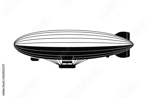 Classic blimp airship silhouette vector illustration