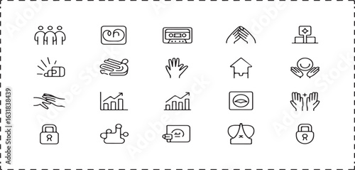 Eco friendly line icon set with recycling, renewable energy, sustainable shopping, planting, water saving and green living symbols

