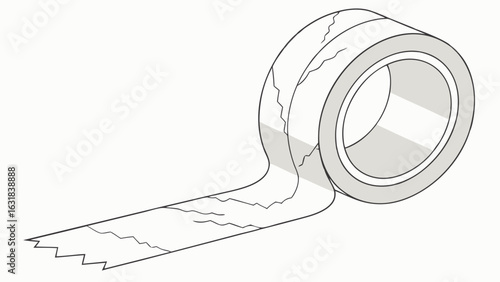 Rolledup Adhesive Tape with Visible Cracks.