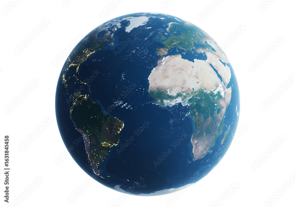 Fototapeta premium Earth Globe: Detailed 3D Render of Planet Earth