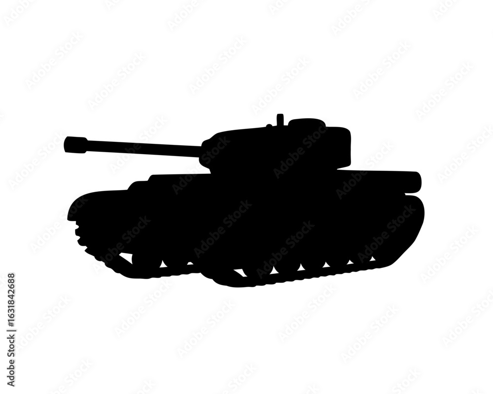 Fototapeta premium Military tank silhouette, War tank vector illustration