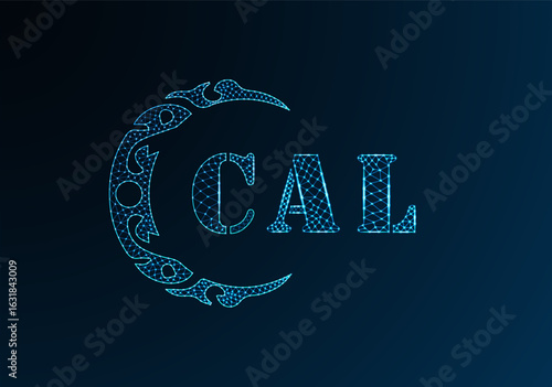 Low poly letter logo CAL design. CAL letter logo low poly vector design on blue color gradient background. CAL logo low poly design