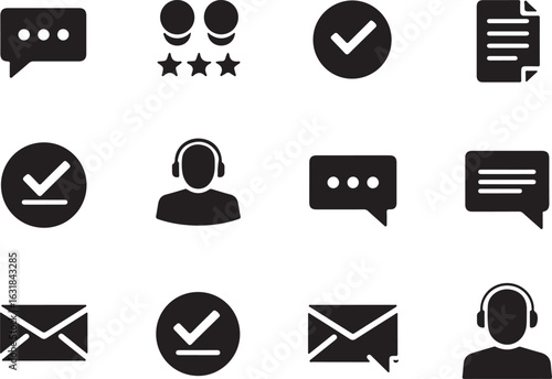 Customer service support icons for business and communication concepts