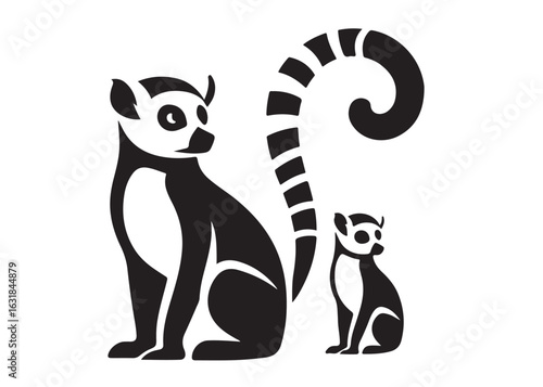 lemurs logo silhouette vector design, lemur silhouette vector illustration, animal wildlife lemurs silhouette vector logo, lemur animal ogo vector silhouette on white background 