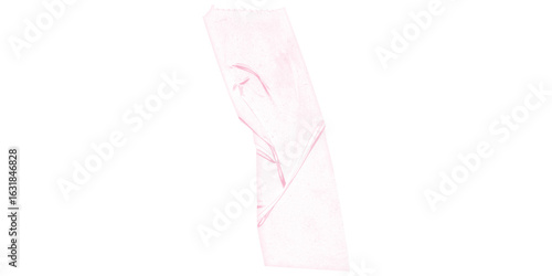 wide pink duct tape, transparent strip with crumpled soft folds isolated for graphic overlays collage repair sticker mockups and pastel adhesive layout use

