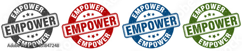 empower stamp. empower round stamp set isolated on white background