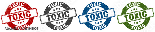 toxic stamp. toxic round stamp set isolated on white background