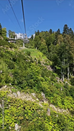 Elevator, funicular on Krasnaya Polyana in Sochi, mountains
