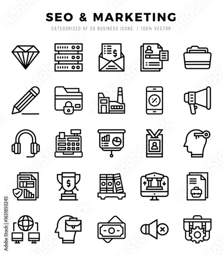 Set of SEO & Marketing icons. Vector Illustration.