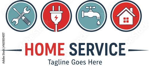 Home service vector logo design with slogan Tagline Goes Here
