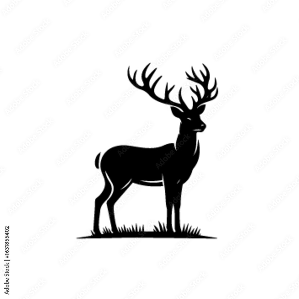 Obraz premium Minimalist Deer Outline Vector Illustration
