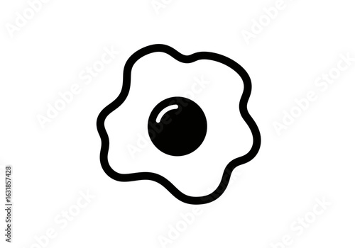 Sunny-Side-Up Delight: A minimalistic illustration of a perfectly cooked sunny-side-up egg, capturing the essence of a classic breakfast favorite in a simple yet appealing way.