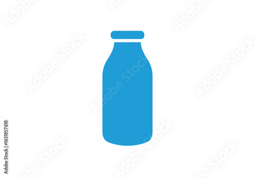 Blue Milk Bottle Icon: A stylized blue milk bottle, presented on an uncluttered backdrop, perfect for design projects.