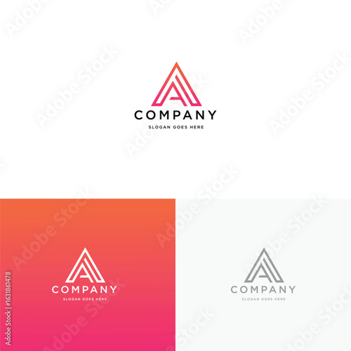 Unique modern geometric creative elegant letter A logo template. Vector icon.