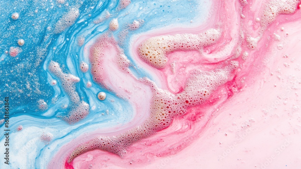 Obraz premium Colorful swirls of pink and blue foam create a dreamy abstract pattern