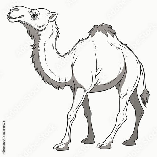 Stylized dromedary camel illustration isolated on white background
