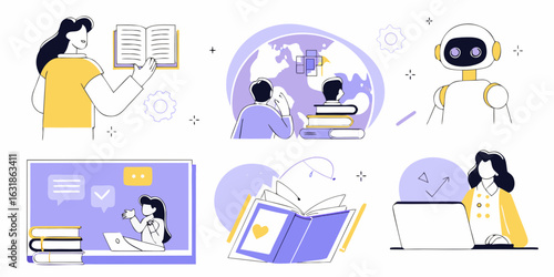 Modern education and technology concepts illustrated