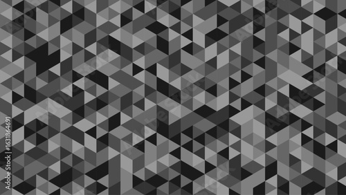 Abstract gray seamless geometric pattern polygon mosaic vector background illustration. Seamless black and white geometric pattern low-poly backdrop background. Black white triangle geometric pattern