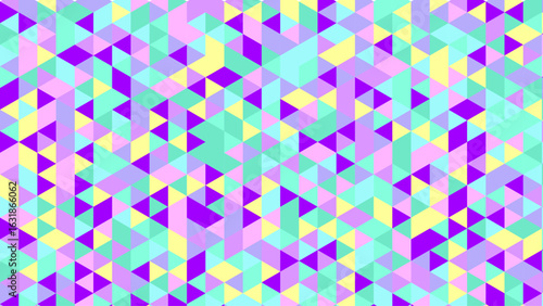 Vibrant polygonal mosaic bursting with dynamic color gradients and seamless geometric rhythm. A bold low-poly pattern design blending futuristic style with digital artistry – perfect for ultra-modern