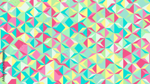 Vibrant polygonal mosaic bursting with dynamic color gradients and seamless geometric rhythm. A bold low-poly pattern design blending futuristic style with digital artistry – perfect for ultra-modern 