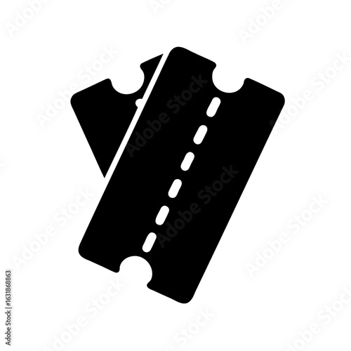 Two black tickets for entertainment event or admission illustration icon
