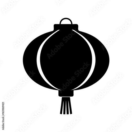 Silhouette of a traditional Chinese lantern, symbolizing festivity and good fortune