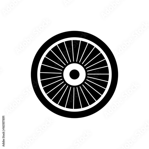 Airplane engine close view icon for aviation detail and aircraft technology