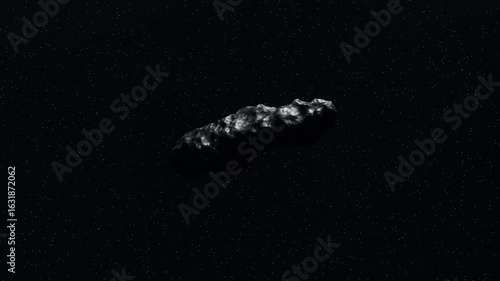 Interstellar Elongated Rock in Space Concept CGI Animation 01