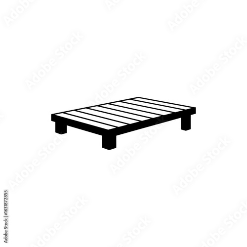 Dock Icon with Wooden Planks, Lakeside View, Waterfront Leisure, Travel and Nature Illustration