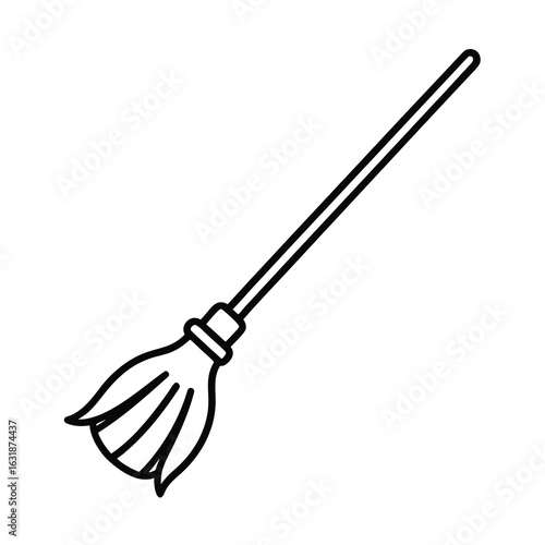 Halloween vector art of witch broom illustration isolated