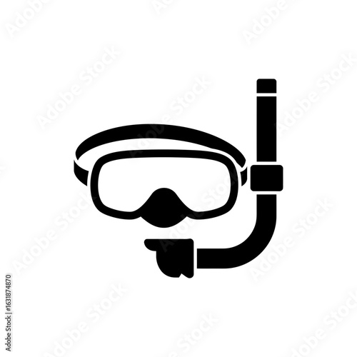 Underwater Diving Goggles Icon, Ocean Exploration, Scuba Diving, Snorkeling Adventure, Water Sports, Travel Illustration