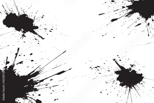 Wallpaper Mural Grunge Ink Splatter Background | Black Paint Drops and Splat Effects on White for Graphic Design Torontodigital.ca